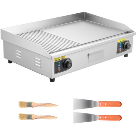 Mophorn Plancha Électrique 72,5x40 cm, Plaque à Snacker 4400 W, idéale pour Barbecue, Plaque de Cuisson en Acier Inoxydable, Température Ajustable 50-300 °C, Surface Mixte Rainurée et Lisse