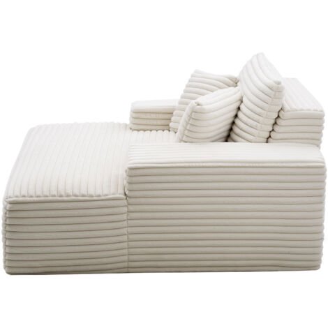 Mophorn Chaise longue 1380 mm large,fauteuil d'intérieur spacieux sans structure rigide,siège moderne rembourré avec coussins et accoudoirs,canapé-lit confortable pour salon ou chambre, coloris beige (1/5)