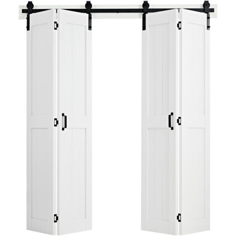 Mophorn Porte coulissante intérieure 182,9x213,4 cm, porte pliante en MDF, idéale pour séparer les espaces comme chambre, salon ou placard, avec quincaillerie incluse, panneaux pré-assemblés, blanc