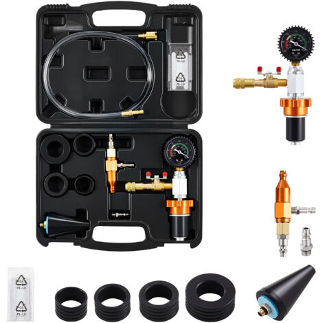 Mophorn Kit de Remplissage de Liquide de Refroidissement avec Coffret, Outil pour Système de Refroidissement Automobile avec Manomètre, Adapté à Divers Véhicules et Camionnettes
