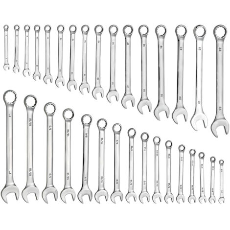 Mophorn Jeu de clés mixtes 32 pièces, clés combinées SAE et métriques, adaptées aux travaux de réparation domestique et automobile,avec extrémités œil 12 pans et plates,fabriquées en acier au carbone