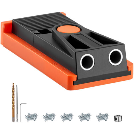 Mophorn Kit de gabarit de perçage de poche réglable, de 12,7 à 38,1 mm, système de trous inclinés, avec foret étagé, clé hexagonale, bague d'arrêt, foret carré, chevilles, cadre en nylon robuste (1/5)