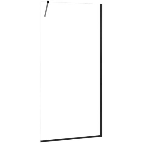 Mophorn Paroi de Douche Fixe 86,4x187 cm, Écran Semi-encadré pour Salle de Bain, Verre Trempé Transparent 8 mm, avec Joint d'Étanchéité Inférieur et Accessoires (1/5)