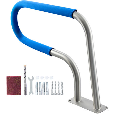 Mophorn Rampe de piscine 79x56 cm avec main courante en acier inoxydable 304, capacité de charge 100 kg, barre de sécurité pour piscines,équipée d'une housse antidérapante et d'un montage au sol