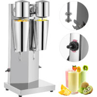 Mophorn Kit de machine à milkshakes Machine à milkshakes électrique en acier inoxydable Machine à milkshakes classique à double tête 180 W avec tasse de 800 ml