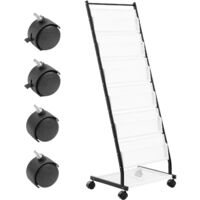 Mophorn – Porte-brochures sur pied 6 niveaux – Mobilité avec 4 roues verrouillables – Design élégant pour bureaux et expositions – Capacité 12 magazines A4 - 6-Tier