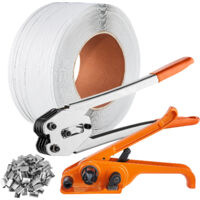Mophorn Kit de cerclage Banding avec outil de tension de cerclage, outil de scellage de cerclage, sangle PP de 3280 pieds, 1000 joints métalliques