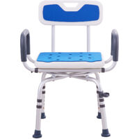 Mophorn Chaise de douche pivotante à 360°, siège de douche réglable avec accoudoirs et dossier pour douche ou baignoire, siège de baignoire rotatif antidérapant pour personnes âgées, handicapées