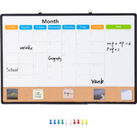Mophorn 36"x24" Calendario mensile lavagna bianca e bacheca in sughero Combo con cornice in alluminio - 2 in 1 lavagna magnetica cancellabile a secco e bacheca per montaggio a parete