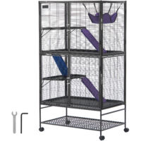 Mophorn – Cage à furet en métal 164,6 cm – 4 niveaux avec rampes et hamac – Espace de vie 920 x 580 x 1640 mm – Roues verrouillables pour mobilité