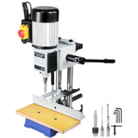 Mophorn Mortaiseuse à bois, mortaiseuse Powermatic 750 W 2800 tr/min, mortaise creuse avec jeux de forets à burin, mortaiseuse de table, pour faire des trous ronds ou carrés dans le bois