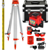 Mophorn – Niveau laser rotatif autonivelant rouge – Balayage 360° – Portée 500 m – Précision ±20″ – Étanchéité IP54 – Trépied réglable 1,04-1,65 m
