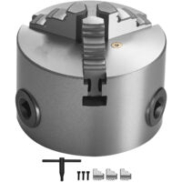 Mophorn – Mandrin auto-centrant 3 po à 3 mors – Plage de serrage 2-63mm – Construction HT300 pour tours à bois et métal – Clé en T incluse