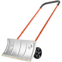 Mophorn Pelle à neige sur roues, 61 cm, outil de déneigement avec lame orientable, manche ajustable à 90°, pelle métallique pratique pour le nettoyage des entrées, allées et trottoirs