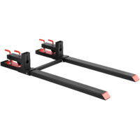 Mophorn Fourches à palettes avec pince, capacité de charge de 1814 kg, longueur totale de 149 cm, barre stabilisatrice réglable entre 50 et 91,5 cm, adaptées aux godets de tracteurs, noire