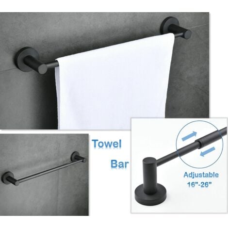 Porte-Serviettes, Anneau Porte Serviettes Mural Givré Noir en Acier Inoxydable 304, Porte Serviette Rond pour Salle de Bain, Cuisine (Noir)