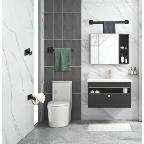 Barres Porte-Serviettes Ensemble 4 Pièces Barre de Serviettes de Bains Porte-Serviettes Anneau de Serviette Crochet Acier Inoxydable 304 Ensemble de Porte - 46cm