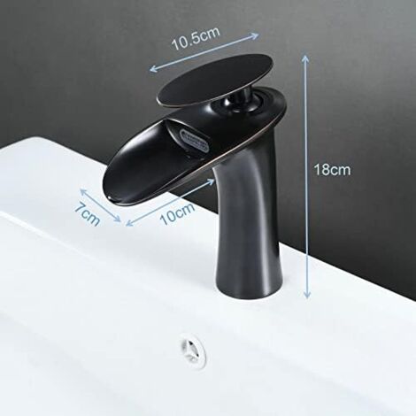 SHUNLI Robinet Salle de Bain Cascade Mitigeur de Lavabo Bec Haut pour Vasque Robinet Lavabo - Noir