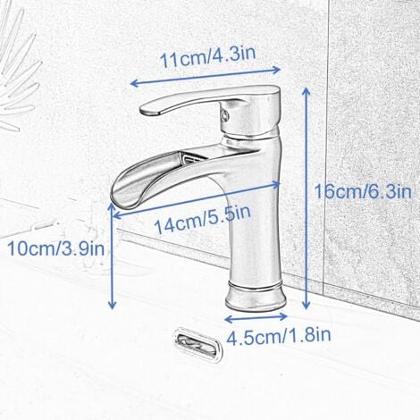 Robinet de Lavabo, Robinetterie Mitigeur Cascade pour Salle de Bains, Chaude et Froide Réglable de Mitigeur Lavabo - Or Brossé