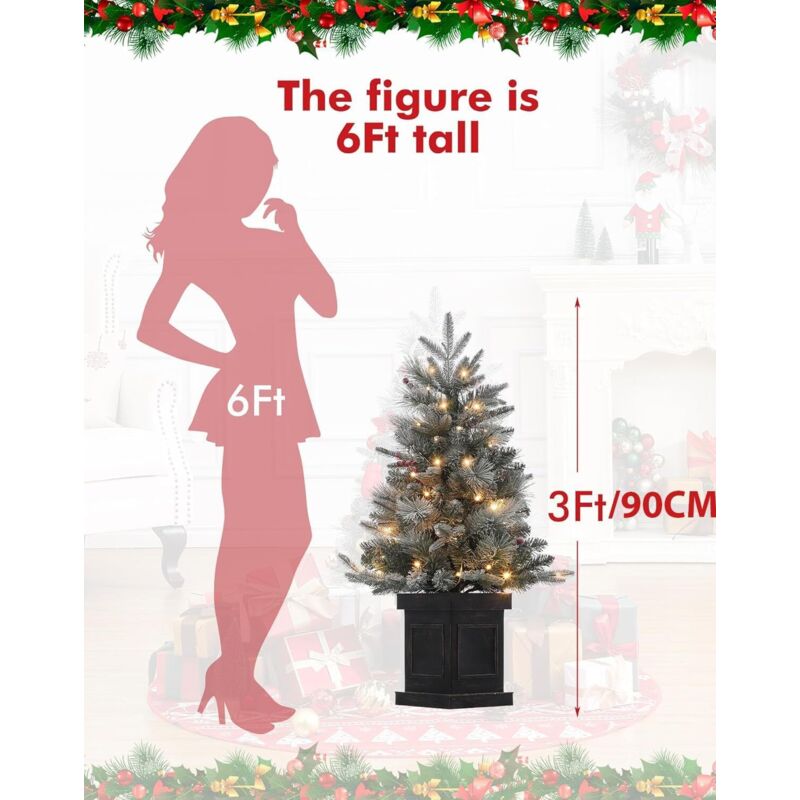 Lot De 2 Sapins De Noël Artificiels 90 Cm Avec LEDs - 78 LED Blanc Chaud, 8 Modes, Minuterie 6h - Décoration Intérieure