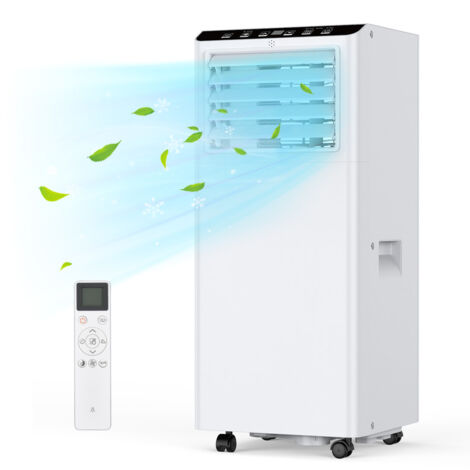 Climatiseur mobile 9000 BTU, climatiseur mobile, déshumidificateur, ventilateur à 2 vitesses, mode veille intelligent, joint de fenêtre mobile avec tuyau d'échappement, télécommande pour bureau à domi