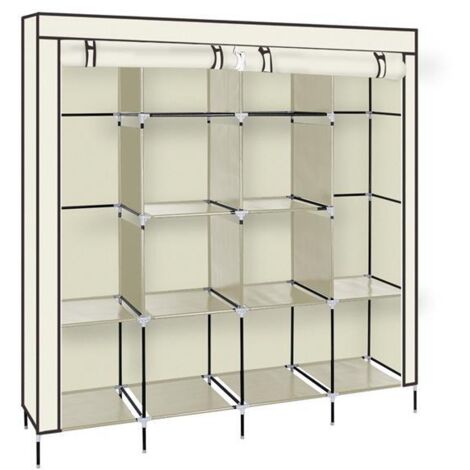 JUPPLIES Armoire en Tissu Portative 45x150x175 cm - Dressing Pliable avec Penderie, Étagères et