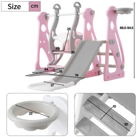 Toboggan Balançoire 8 En 1 Pour Enfants - Avec Panier De Basket, Télescope, Aire De Jeux - Pour Intérieur Et Extérieur - 11