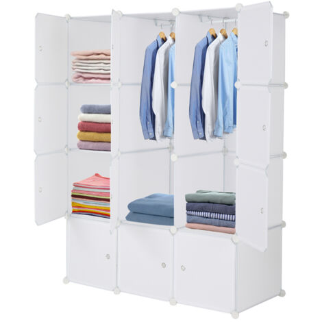 DIY Armoire Plastique à Monter Soi-Meuble de Rangement Portable pour Vêtements Chaussures Jouets Accessoires, Armoire de Chambre,12 cubes,41.445140CM (1/5)
