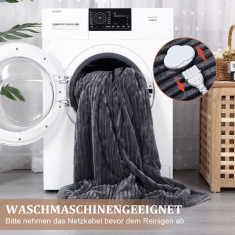 Couverture Chauffante,couverture en peluche 2pcs 180X200cm,6 Températures, Minuterie de 10H, Affichage LED,Lavable en Machine,pour Canapé, Bureau,Gris