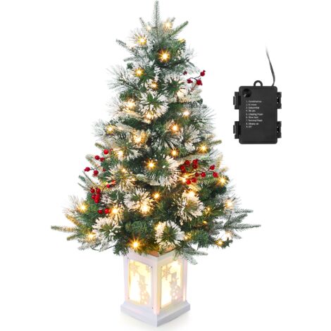 Sapin de Noel sans epines 90cm sur pile avec eclairage integre