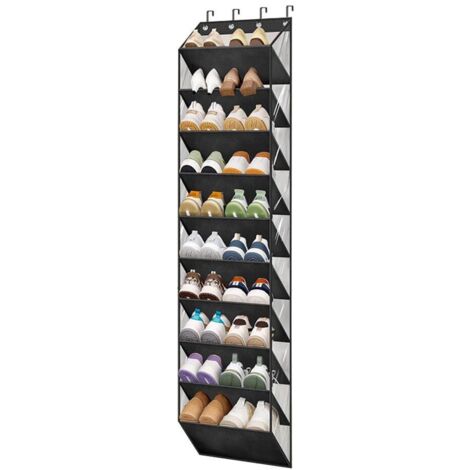 10 étages Poches Porte-Chaussures Suspendu,42180CM,Poche de Rangement Suspendue,au-Dessus de la Porte,Armoire Murale,Organisateur suspendu,Grandes Poches en Maille Noires pour Chambre à Coucher,Salon, (1/5)