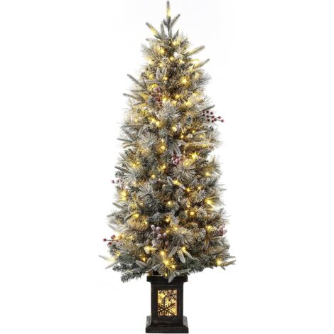 Sapin De Noël Artificiel 145 Cm Avec 300 LED - 8 Modes Lumineux, Branches Réglables, Pot Noir - 8