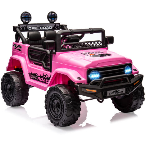 12V Voiture éLectrique pour Enfants avec téléCommande, Musique, LumièRes LED, SystèMe De Suspension, Double Portes, Ceinture De séCurité,rose (1/5)