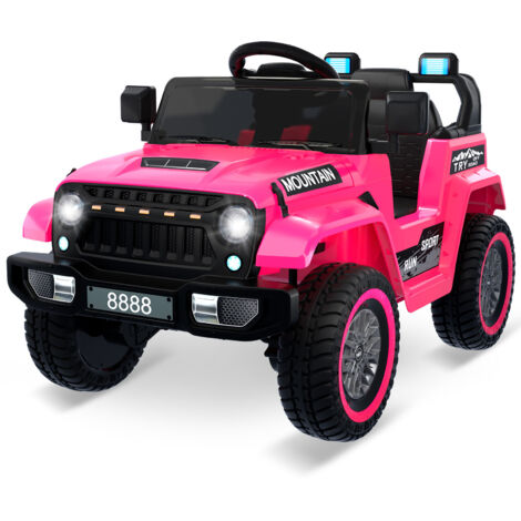 Lunsy – Voiture électrique pour enfants 12V – Télécommande 2,4G – Bluetooth, lecteur MP3, klaxon – Pour enfants de 3 à 8 ans – Rose (1/5)