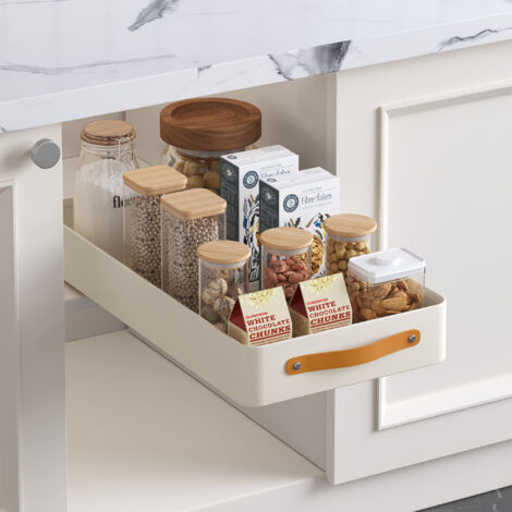 Glissez sous l’évier organisateur d’armoire, adhésif en acier inoxydable glissez des étagères de garde-manger, support de plateau de Drainage retirer organisateur d’armoire pour salle de bains cuisine (1/5)