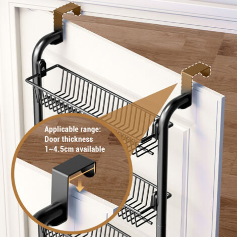GIANTEX Organisateur Suspendu 6 Paniers Métal 208cm - Range-cuisine Mural Ou Porte - Réglable, Noir