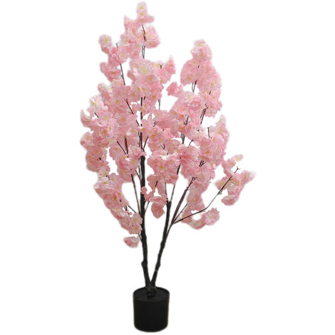 120cm arbres artificiels de fleurs de fleurs de cerisier, fleurs de fleurs de Faux cerisier avec Pot de fleurs, arbres artificiels de fleurs faits à la main pour bureau intérieur extérieur à la maison