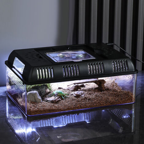 Étui de boîte d’élevage de tortues avec lumière LED alimentation de conteneur d’éclosion Terrarium de Reptile pour insectes d’alimentation vivants, Reptiles, amphibiens