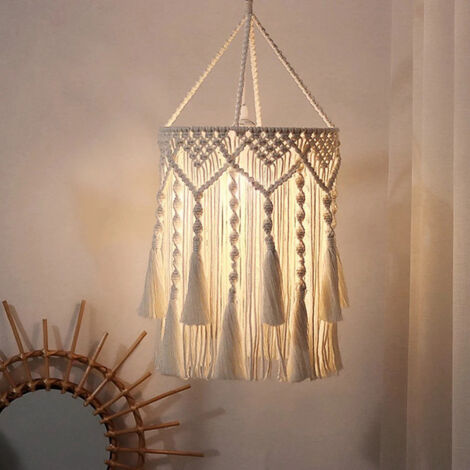 Abat-jour Suspendu Macramé - Style Bohème Coton - Décoration Lumineuse Pour Salon, Chambre, Restaurant