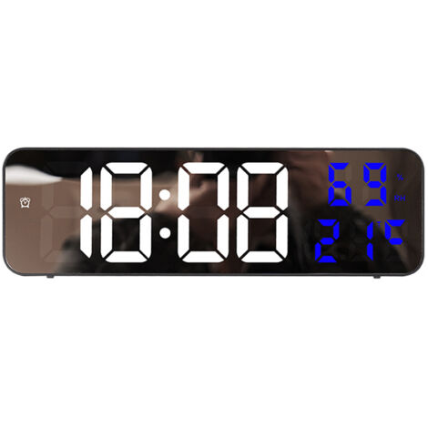 Horloge Murale LED Avec Date Et Température – Affichage Grand Format 45x22 Cm, Chiffres Rouges 7,6 Cm, Alimentation Secteur