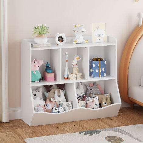 Bibliothèque Étagère à Livres Enfants Étagère de Rangement Jouets pour Enfants Porte-revues 5 Compartiments Ouverts