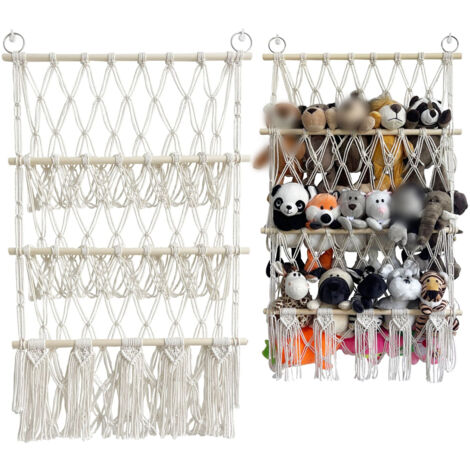 Hamac de Rangement pour Jouets en Peluche, Macramé Hamac de Range pour Jouets pour Animaux en Peluche, Organisateur Suspendu pour Chambre d'enfant pour Peluches (1/5)