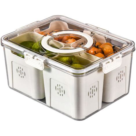 Organiseur Frigo Cusine, Boîte de Bac Rangement Frigo Transparent avec Poignée, Organisateur Frigo De Placards Empilable avec Couvercle pour Le réfrigérateur, Cuisine, Armoires - Blanc (1/4)