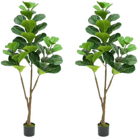 2 PièCes Figuier artificiel 150cm, Figuier artificiel avec pot de fleurs noir, Plante de sol en pot, Figuier artificiel pour la maison, le bureau, le salon, décoration, Vert (1/5)