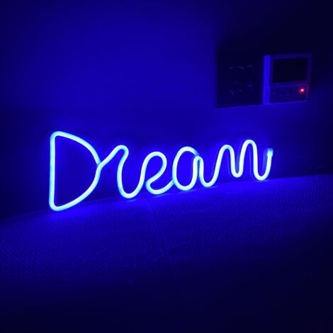 Bleu Dream Enseigne Néon, 39 x 13.5 cm LED Dream Enseignes Lumineuses Lampe à Lettre Veilleuse Néon Alimentée par USB Décoration Lumineuse pour Chambre à Coucher, Maison, Bar, Fête (1/5)