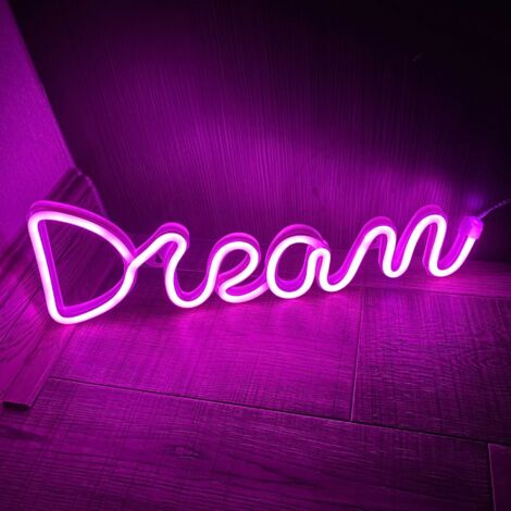 Rose Dream Enseigne Néon, 39 x 13.5 cm LED Dream Enseignes Lumineuses Lampe à Lettre Veilleuse Néon Alimentée par USB Décoration Lumineuse pour Chambre à Coucher, Maison, Bar, Fête (1/5)