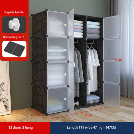 Armoire Penderie ALIGHTUP 12 Cubes – Rangement 105x45x140cm, Blanc, Structure Métal