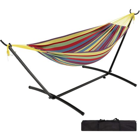Hamac sur Pied avec Support Charge 227 kg, Hamac avec Sac de Transport pour 1-2 Personnes, Hauteur Réglable pour Jardin, Camping, Voyage, Balcon, Cour