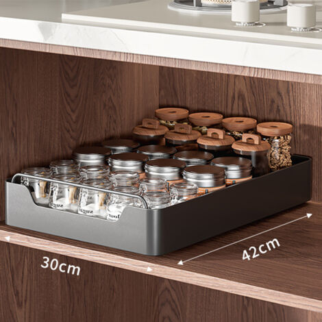 Organiseur d'armoire coulissant fixe avec guide d'amortissement, étagères de garde-manger coulissantes silencieuses, étagère de garde-manger à tiroir coulissant robuste pour cuisine, 40 x 20 x 7 cm, n