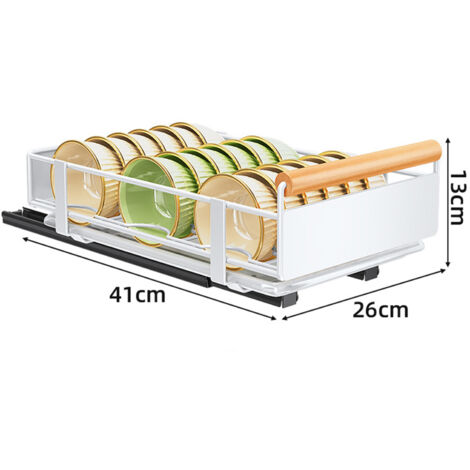Tiroir Télescopique De Cuisine Toshilian, Panier Coulissant En Métal Argenté, 3 Niveaux, 47 X 15,5 X 55,5 Cm, Rangement De Cuisine